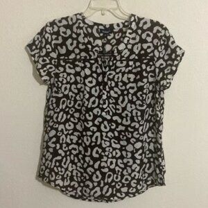 TOLANI Women's GLENDA Leopard-Print Silk Blouse Size M
